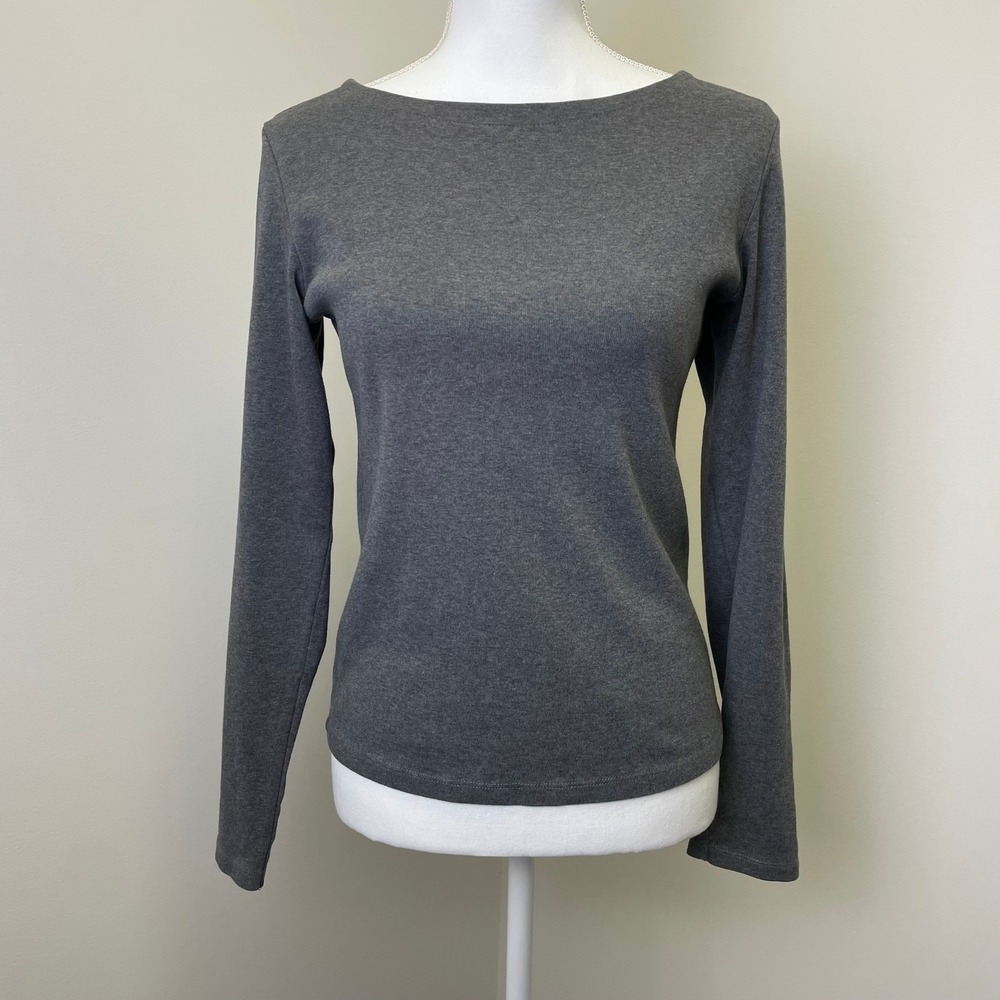 Banana Republic Y2K Boat Neck Long Sleeve Cotton Top M Classic Office 2002